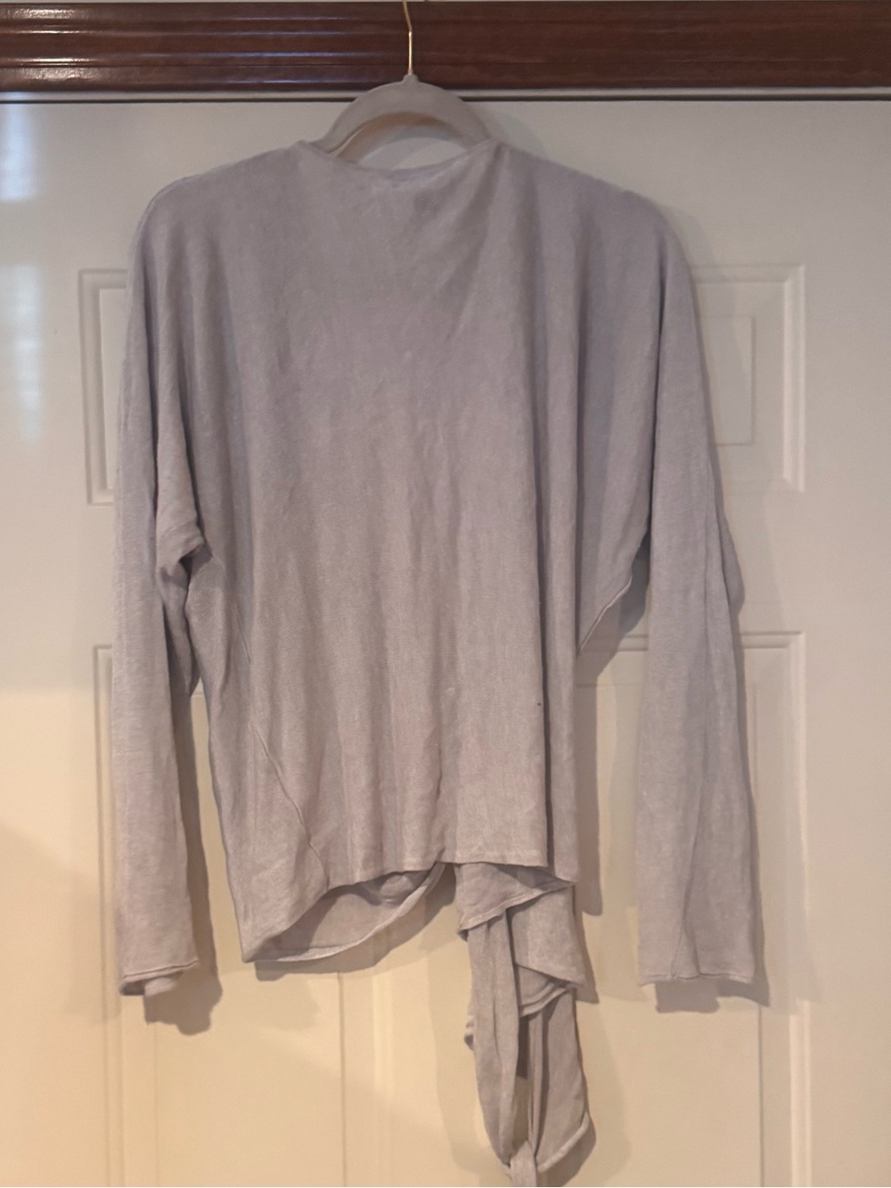 J. Crew Light Gray Wrap Top - Picture 3 of 6